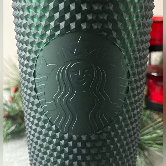 Starbucks 💫Dark Green Matte Jelly Diamond Studded Tumbler 24oz. / 710ml Venti - Picture 3 of 10